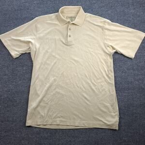 Tommy Bahama Polo Shirt Mens Medium Beige Pima Cotton Blend Short Sleeve